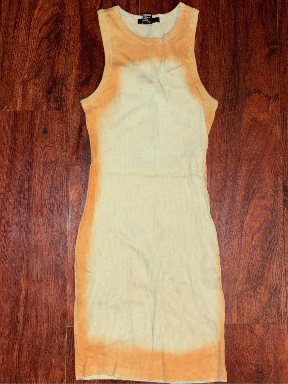H&M Sleeveless Ribbed Midi Dress in Cream and Orange
